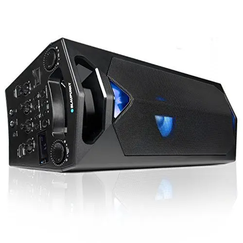 Produktbild: BLAUPUNKT PS 500 Party-Lautsprecher, Musikanlage mit integriertem Akku, 40W RMS, Bluetooth, USB, Aux In, UKW Radio, Gitarren und Mikrofon Eingang, Echofunktion, Musik-Box mit Lichteffekt Schwarz