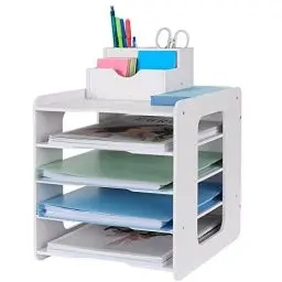 Produktbild: Briefablage, Papier-Organizer, Schreibtisch-Organizer, Dokumentenhalter, A4-Papierablagen für Zuhause, Büro, Schule (5 Ebenen)