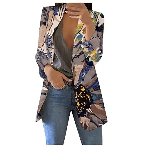 Produktbild: Blazer Beige Damen Sweatblazer Damen Mantel Lila Business Kostüm Damen Elegant Elegante Damen Jacke Frühling Bodenlanger Mantel Damen Longblazer Damen Schwarz 48 Outfit Damen Blau 2Xl
