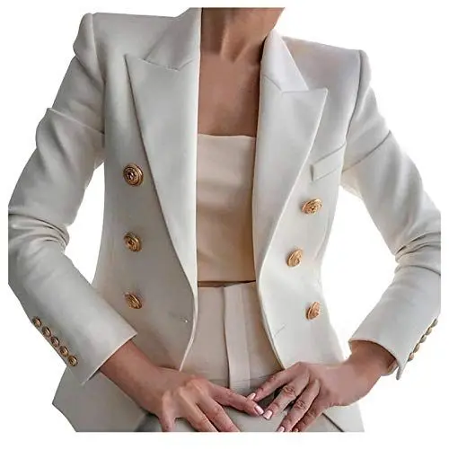 Produktbild: Blazer Damen Elegant Blazer für Damen Slim Fit Blazer Büro Arbeit Damen-Jacken Reverskragen Mantel Damen Casual Open Front Jacke Anzug Frauen Langarm Business Sakko Einfarbig Zweireiher