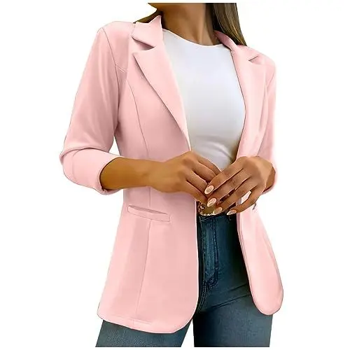 Produktbild: Blazer Große Größen Damen Anzugjacke Tailliert Modische Jacke Langarm Hochzeitsgäste Businessjacke Revers Festlich Trachtenblazer Lässig Schlicht Longblazer mit Taschen Anzugmantel