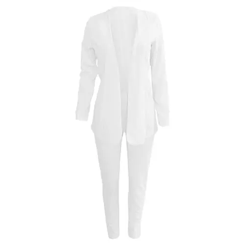 Produktbild: blazer damen elegant,Hosenanzüge für Damen Festlich Elegant Blazer Einfarbig Streetwear Zweiteiler Hosenanzug Business Anzug Set Slim Fit 2 teiler Sommer Freizeitanzug Sportlich Büro Outfit,Weiß XXL