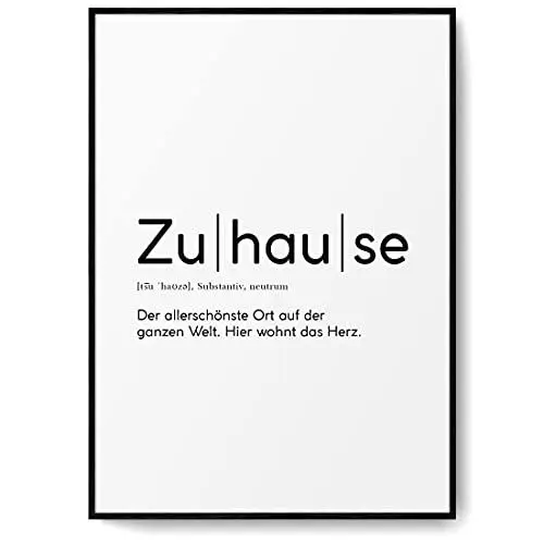 Produktbild: BLCKART Definition Poster Zuhause Beidseitig Bedruckt Worterdefinition Bild Typografie Schlafzimmerdeko Kunstdruck (A3 | 29,7 x 42 cm | Ohne Rahmen, Definition Poster | Zuhause)