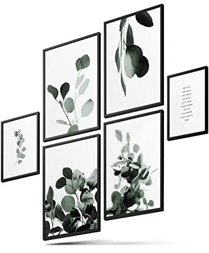 Produktbild: BLCKART Infinity Eukalyptus Pflanzen Poster Bilder Set Stilvolle Beidseitig Bedruckte Eukalyptus Poster Wohnzimmer Deko Pflanzen Bilder (L | 4X A3 | 2X A4 | ohne Rahmen, Eucalyptus Love)