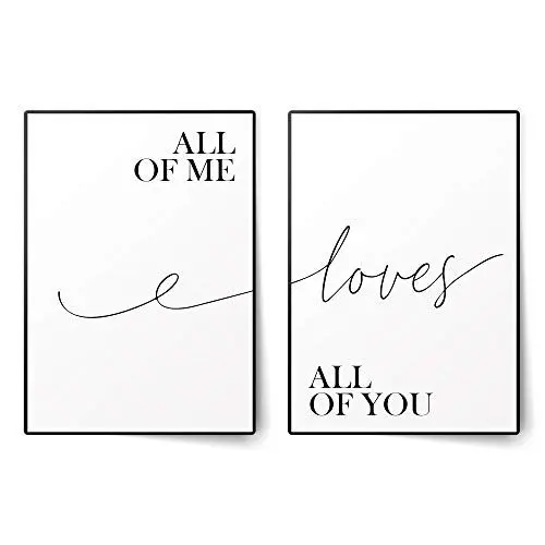 Produktbild: BLCKART Premium Poster Set All of Me Loves All of You | Stilvolle Poster Wohnzimmer Deko | ohne Rahmen (Love Duo, A3)