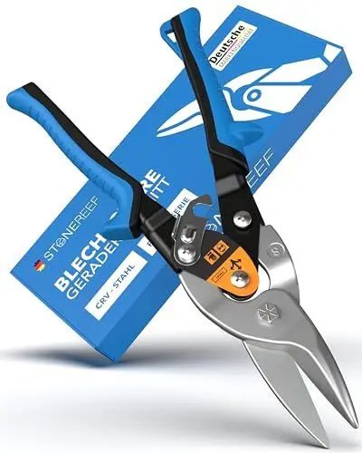 Produktbild: Blechschere gerader Schnitt - (int. Millimeterskala) - Metallschere für Trockenbau, Trapezblech, Metall, Drahtschere für Drahtgitter, Blech Schneider, Metallschere, Blech Schneiden, Sheet Metal Cutter