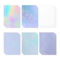 Produktbild: Bleidruck 36 Blatt holografische klares Vinyl holografische Aufkleber Papier selbstklebend transparentes holografische Overlay Film mit A4 Größe 6 Styles gemischt