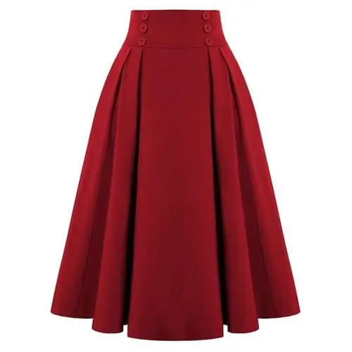 Produktbild: Bleistiftrock Rock Damen Herbst Rock Damen Lang Röcke Karierter Rock Damen Midirock Damen Herbst Damen Herbst Outfit Wollrock Knielang Wollrock Damen Knielang Herbst Damen Rock Midi Rock Rot M