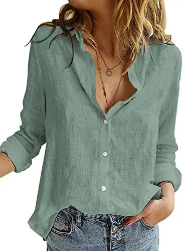Produktbild: BLENCOT Bluse Damen Business Bluse Langarm Hemden Roll Up Ärmel Button Down Blusen Tops mit Knöpfen