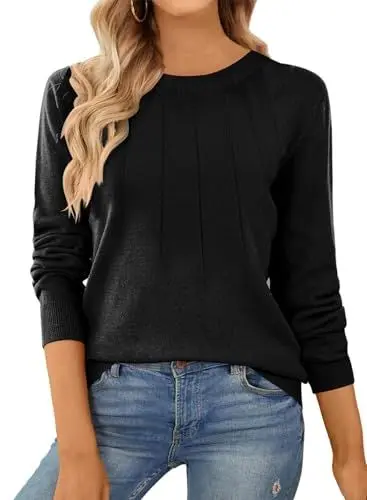 Produktbild: Pullover für Damen Basic Oberteile Weich Winter Elegant Einfarbige Langarm Shirt
