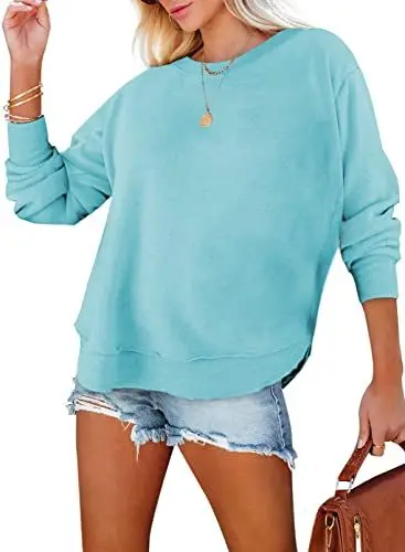 Produktbild: BLENCOT Damen Sweatshirt Casual Pullover Damen Langarmshirts Einfarbige Rundhalsausschnitt Tunika Tops