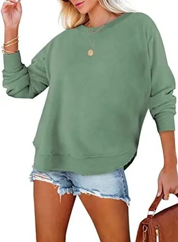 Produktbild: BLENCOT Sweatshirts für Damen Pullover Langarmshirt Rundhals Oberteile Casual Basic T-Shirt EinfarbigeTunika