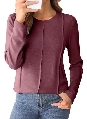 Produktbild: BLENCOT Tunika Damen Langarm Tshirt Lässige Rundhals-Ausschnitt Langarmshirt Longshirt Herbst Oberteile Blusen