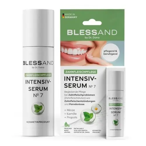 Produktbild: BLESSAND Zahnfleischgel - Intensivserum No.7 by Dr. Dana | Begleitende Pflege bei Zahnfleischproblemen wie Zahnfleischbluten, Entzündungen oder Parodontitis | Minze, Propolis & Kamille (10ml)