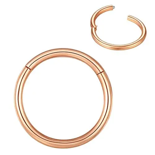Produktbild: BLESSMYLOVE 0.8mm 7mm Roségold Nasenring Hoop 316L Chirurgenstahl Knorpelohrring Septum Clicker Ring Edelstahl Klappbarer Segmentring Lippenring Conch Daith Helix Rook Tragus Body Piercing Schmuck