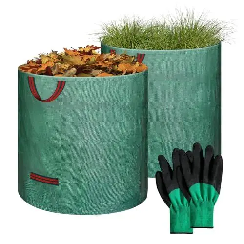 Produktbild: BLIENKREBY 2 X 500l Gartensack Laubsack, Gartenabfallsack stabil, Gartensäcke für Gartenabfälle, Laubsäcke Rasenschnitt, für Gras Laub Hecke Gartenabfall, Handschuhe, Grün