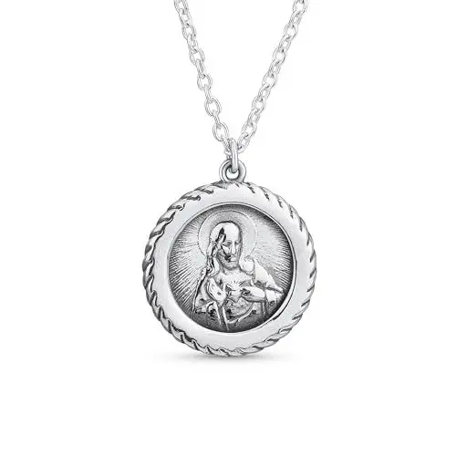 Produktbild: Bling Jewelry Anpassbarer Unisex Religiöser Christlicher Medaillon Anhänger Jesus Christus Halskette Für Frauen & Männer Aus .925 Sterling Silber