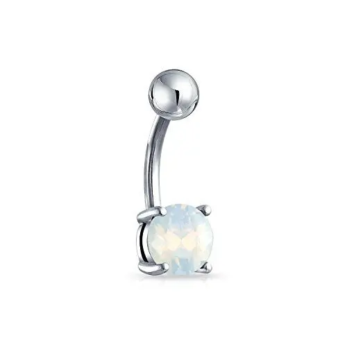 Produktbild: Bling Jewelry Aurora Opalite Solitaire Bauchnabel Piercing Barbell Bauchnabel Ring Western Schmuck Für Frauen Teen Silber Ton 14G Chirurgenstahl
