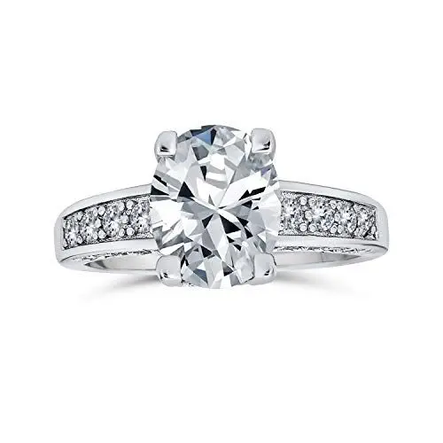 Produktbild: Bling Jewelry Brillant Cut Oval CZ Solit▒r Silber Verlobungsring Drei seitig Gr. 56 (17.8)