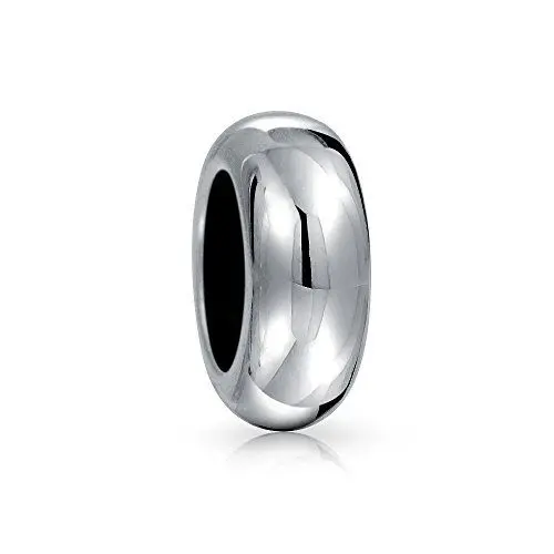 Produktbild: Bling Jewelry Einfacher Schlichter Dünner Abstandshalter Stopper Perle Charm Für Frauen Schwarzes Gummizentrum Poliertes .925 Sterlingsilber Passt Auf Europäisches Armband