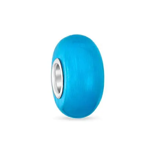 Produktbild: Bling Jewelry Einfacher Murano Glas Solid Aqua Blau Abstandshalter Perlenanhänger Für Frauen Für Teenager Passt Europäisches Armband .925 Sterlingsilber