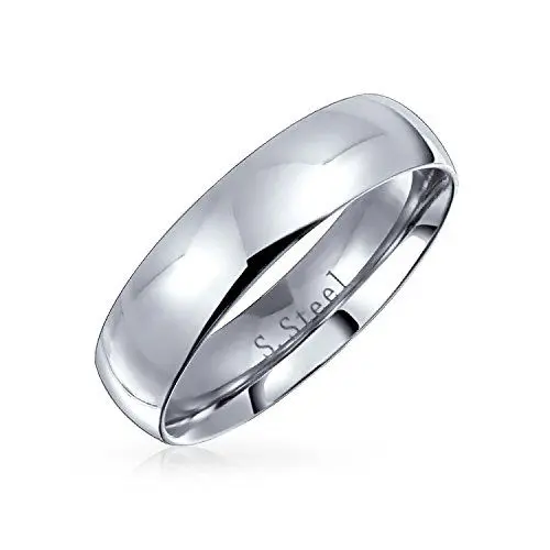 Produktbild: Bling Jewelry Einfacher Kuppel-Ehering für Paare, Trauring für Frauen und Männer, polierter Silberton, Edelstahl, 5MM