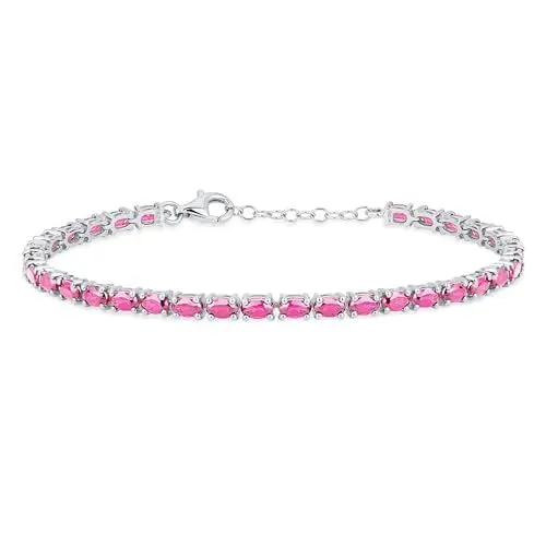 Produktbild: Einfaches Strang Naturrosa Topas Tennisarmband Für Frauen .925 Sterling Silber Dezember Geburtsstein 7, 7,5 Zoll
