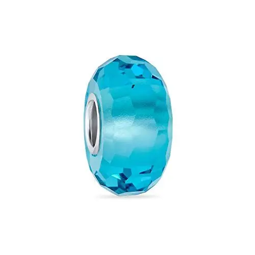 Produktbild: Bling Jewelry Facettiertes Transluzentes Muranoglas Aqua Blue Charme Bead Für Frauen Für Teenager Passt Europäisches Armband .925 Sterling Silber