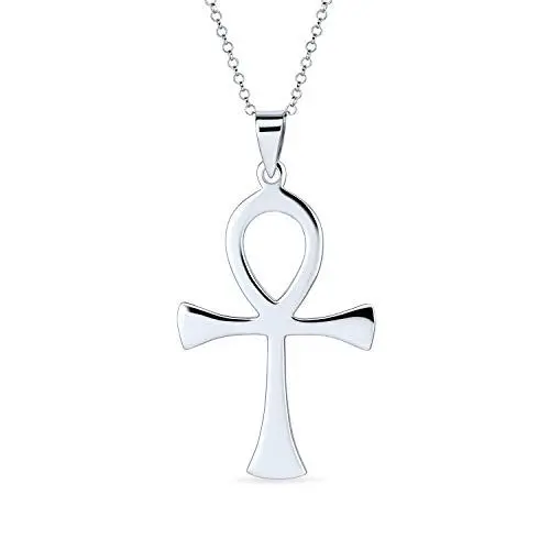 Produktbild: Bling Jewelry Großer Klassischer Herrenschlüssel Zum Leben Ägyptisches Ankh-Kreuzanhänger Für Männer Teenager Polierter .925Er Sterlingsilber