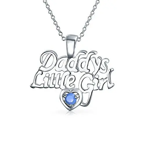 Produktbild: Bling Jewelry Inspirierende Worte Papas Kleines Mädchen Blaue Einlage Kreiert Opal Anhänger Halskette Für Tochter Teenager .925 Sterling Silber Oktober Geburtsstein