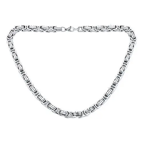 Produktbild: Bling Jewelry Mechaniker Byzantine Biker Schmuck Urban Doppelglieder Flexibler Schwerer Kettenhalskette Für Männer Im Silberton Aus Edelstahl 20 Zoll