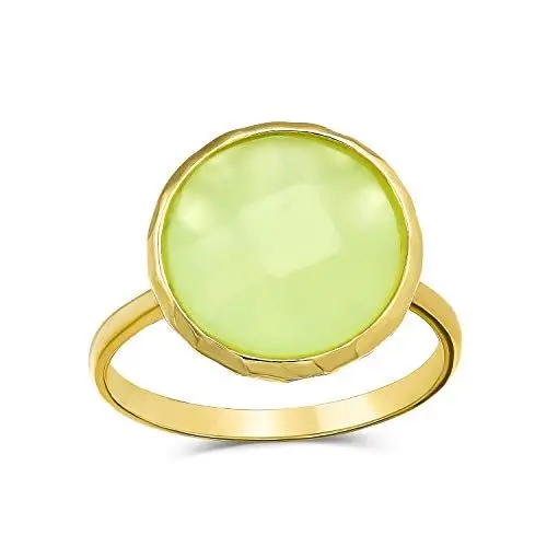 Produktbild: Bling Jewelry Multifaceted Meerfoam Grün Simuliert Chalcedony Or Rosa Simuliert Rose Quartz Statement Ring 14K Gold Vergoldet .925 Silber