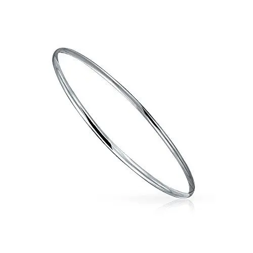 Produktbild: Bling Jewelry Personalisierte Schlichte Einfache Kuppelkante Schichtung Stapel Dünn 2Mm Glänzendes .925 Sterling Silber Armreif Für Frauen Teenager Anpassbar