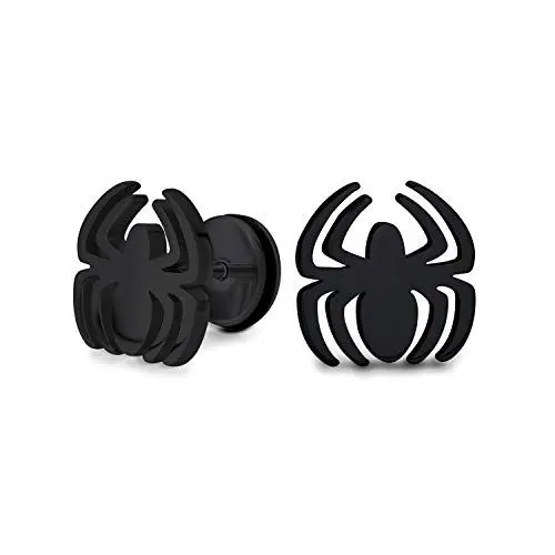 Produktbild: Schwarze Witwe Spinne Insekt Faux Fake Betrüger Illusion Stecker Piercing Ohrringe Chirurgenstahl 16G Stecker Ohrringe Für Männer Für Frauen