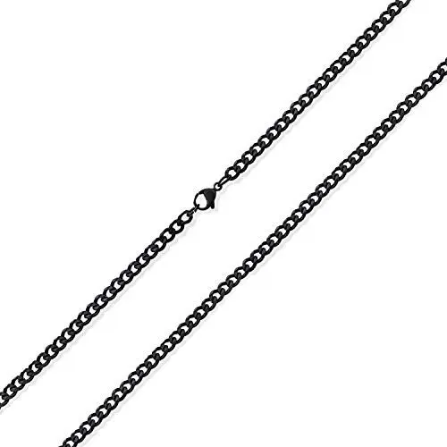 Produktbild: Bling Jewelry Schwere Biker-Schmuck Für Männer Massives Gliederketten-Halsband Aus Schwarzem Ip-Edelstahl 20 Zoll Lang 4 MM Dick