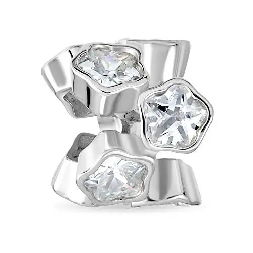 Produktbild: Weiß Cubic Zirconia Cz Bezel Set Cluster Star Blume Spacer Charme Bead Für Frauen Freundin .925 Sterlingsilber Fits European Armband