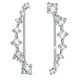 Produktbild: Bling Ohrklemmen 7 Kristalle 925er Sterling Silber Hypoallergen Creolen Silber Damen Ohrringe Sterling Silber Hypoallergen Klein Schlafen Creolen Ohrringe Set Für Mädchen (Silber)