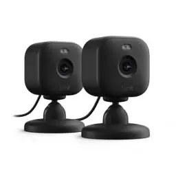 Produktbild: Blink Mini 2 – Überwachungskamera, smarte Plug-in-Sicherheitskamera mit HD-Nachtsicht in Farbe, integriertem Spotlight, Gegensprechfunktion und Bewegungserfassung – 2 Kameras (schwarz)