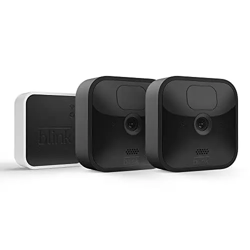 Produktbild: Blink Outdoor – kabellose, witterungsbeständige HD-Überwachungskamera mit zwei Jahren Batterielaufzeit und Bewegungserfassung, funktioniert mit Alexa | 2 Kameras