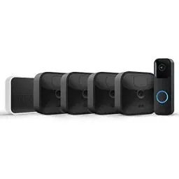 Produktbild: Blink Outdoor, witterungsbeständige HD-Überwachungskamera, 4 Kamera + Blink Videotürklingel (Video Doorbell), Zwei-Wege-Audio, HD-Video und Bewegungserfassung | funktioniert mit Alexa