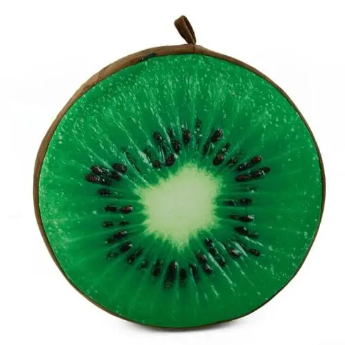 Produktbild: BlissfulAbode Sitzkissen für Gartenstuhl, rund, Obst-Design, verbessert das Aussehen und den Komfort Ihrer Terrasse (Kiwi)