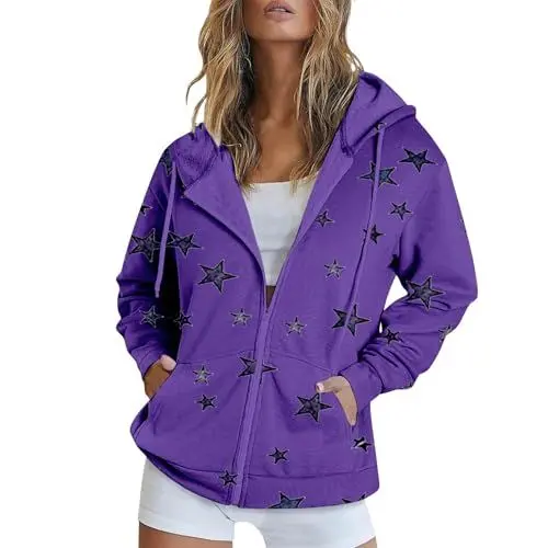 Produktbild: Blitzangebot Black Friday Angebote 2025 Ab Wann Herbstjacke Damen Elegant Winterjacke Trainingsjacke Lose Bedruckte Hoodie Jacke Für Damen Strickjacke Damen Mit Reißverschluss Winterjacke Damen Sale