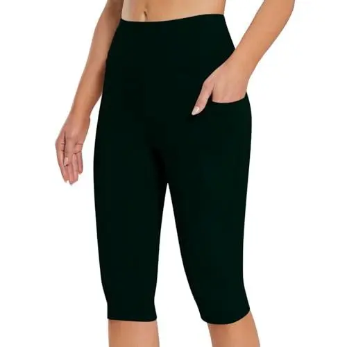 Produktbild: Schwitzhose Abnehmen Damen, hohe Taille, Caprihose, Workout, Bikerhose, Abnehmen, athletische Gymnastikhose, Yogahose Bodybuilding Hose Kurz Damen (Green, XXL)