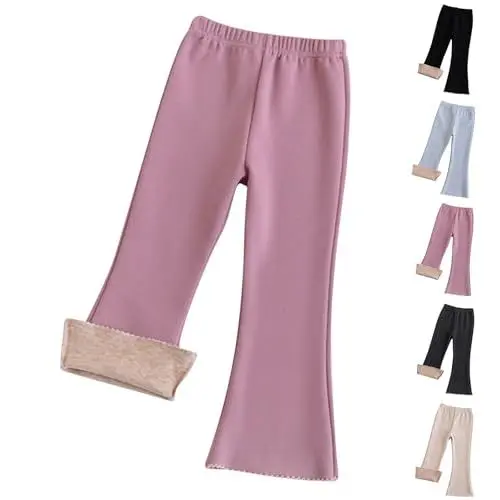 Produktbild: Blitzangebote Schlaghose Mädchen Hosen Baumwolle Leggings Einfarbig Sporthose Thermoleggings Baggy Hose Elastische Thermohose Klingelhose Loungehose Mode Freizeithose Thermo Winterhose Rosa,150