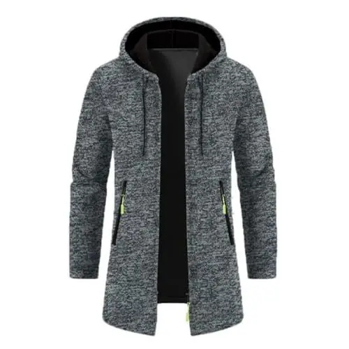 Produktbild: 1 euro artikel, Herren Strickjacke Lang Sweatjacke Gestrickt Winterjacke Cardigan Mantel Trachtenjacke Kapuze Jacke Wintermantel, outlet angebote