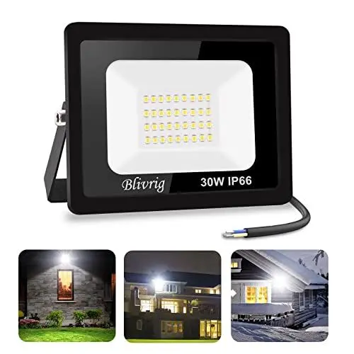 Produktbild: Blivrig 30W LED Strahler Außen 3000K, 3000LM Superhell Außenstrahler, IP66 Wasserdicht LED Fluter, Flutlicht, Aussenlampe für Gärten, Innenhöfe, Garage, Hotel