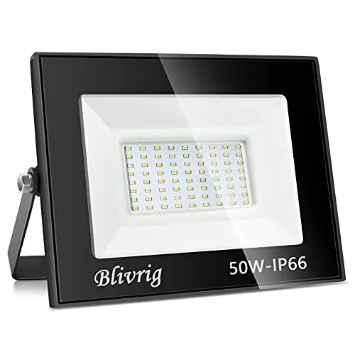 Produktbild: Blivrig LED Strahler Außen 50W Kaltweiss 6500K, Scheinwerfer Aussen, Superhell 5000LM Fluter, Aussenstrahler IP66 Wasserdicht, Kalteweiß Flutlicht für Garten, Garage, Holf, Patio