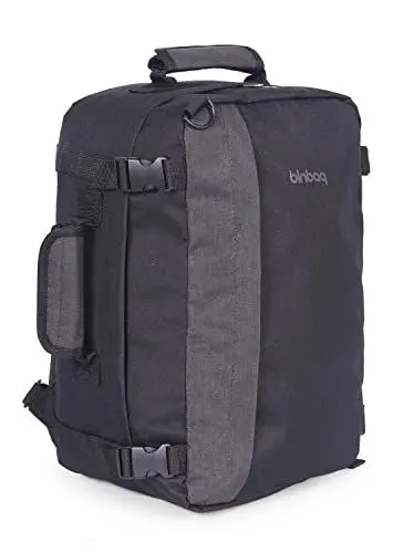 Produktbild: Blnbag M5 – 40x20x25 cm, Freigepäck Kabinenrucksack Ryanair, Under-Seat Backpack Reisetasche, bequemes Packen wie beim Koffer, 20L, Schwarz