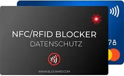 Produktbild: BLOCKARD NFC Auslese Blocker Störsender Karte LED Indikator - 100% Schutz vor unerlaubtem Auslesen Ihrer Kreditkarte Personalausweis EC-Karte Bankkarte Ausweis - Kreditkarten RFID-Blocker