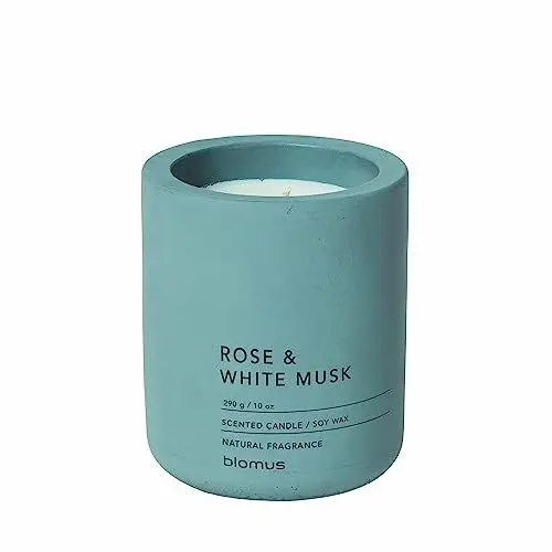 Produktbild: Blomus -FRAGA- Duftkerze L aus Sojawachs, Flint Stone, hochwertiger Raumduft, charakteristische Beton-Optik, Duft ROSE & WHITE MUSK, 55 h Brenndauer (H / B / T: 11 x 9 x 9 cm, Flintstone, 65897)